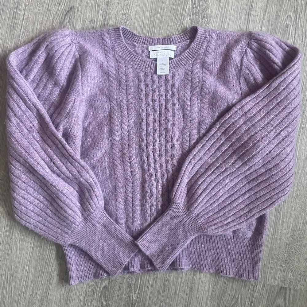 Nordstrom Signature Lilac Cable Knit Sweater - 100% Cashmere